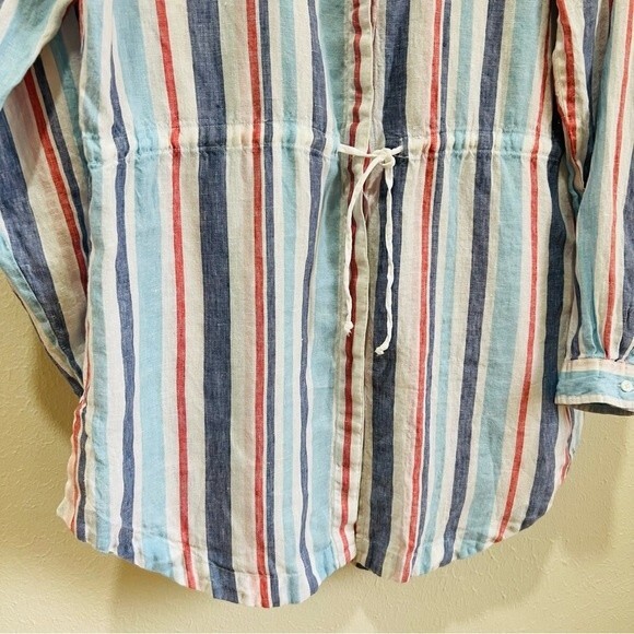 L.L. Bean Women's Premium Washable Linen Drawstring Tunic, Stripe Size Medium - Picture 5 of 14